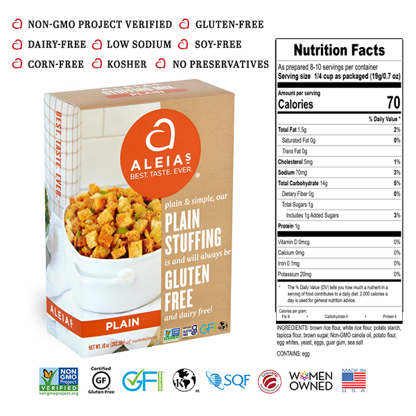 Aleia s Gluten Free Stuffing Plain 10oz Discount