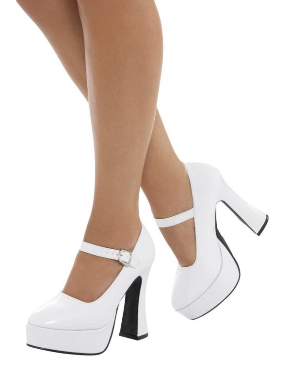 Disco 70 s Ladies White Platform Shoes Discount