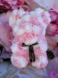 Artificial Preserved Rose Teddy Bear Pink & White 25cm Discount