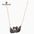 SWAROVSKI 5296468 ICONIC SWAN NECKLACE, BLACK, ROSE-GOLD TONE PLATED Discount