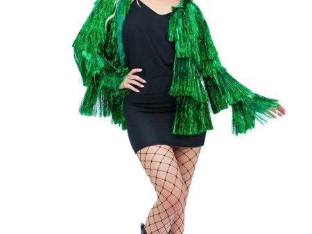 Green Tinsel Festival Disco Jacket Online Hot Sale