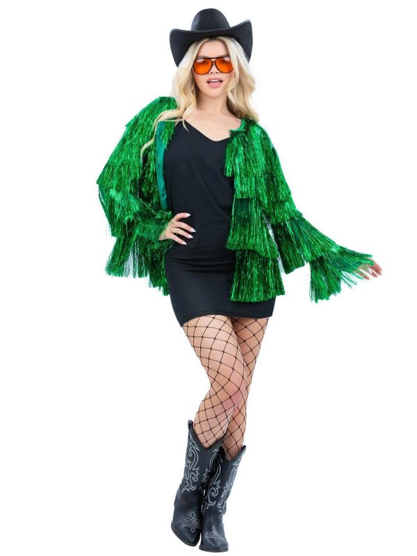 Green Tinsel Festival Disco Jacket Online Hot Sale