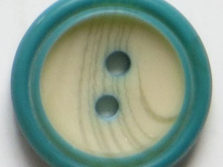 15mm 2-Hole Round Button - blue-green Supply