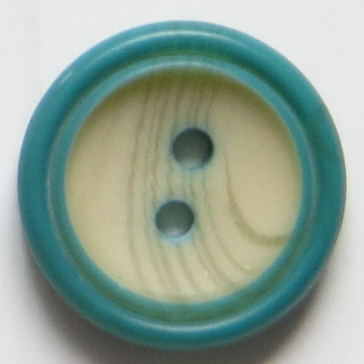 15mm 2-Hole Round Button - blue-green Supply