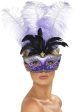 Venetian Colombina Masquerade Mask with Plume Hot on Sale