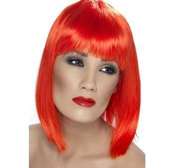 Neon Bob Wig Red Glam Cheap