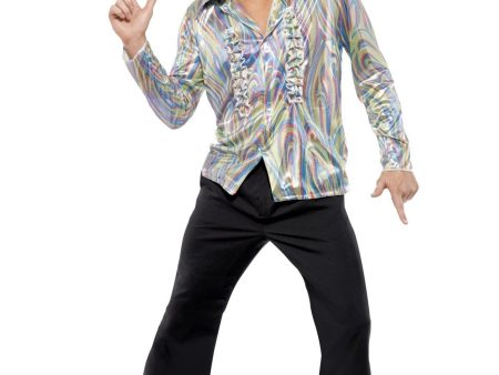 1970 s Retro Costume with Psychedelic Pattern Shirt and Flares Online