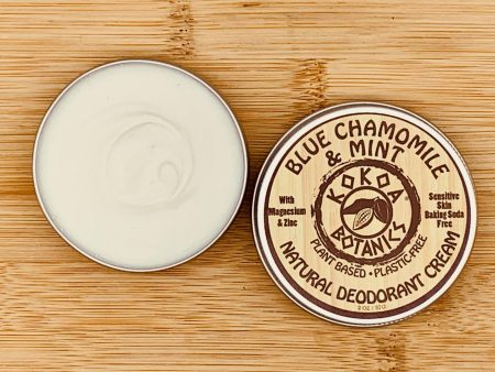 BLUE CHAMOMILE & MINT- Natural Deodorant Cream - Sensitive Skin – Baking Soda-Free  2.5 oz by kokoabotanics Online now