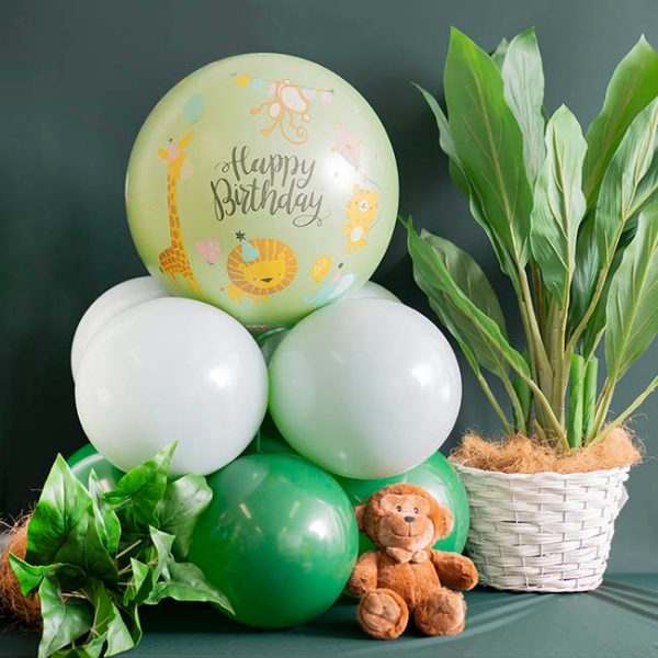 Printed Bubble Balloon 18  Happy Birthday Jungle (46cmD) Online Sale