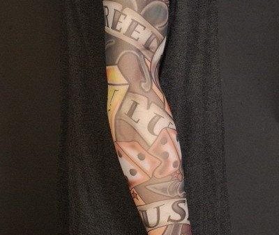 Greaser Fake Temporary Tattoo Sleeve Nylon 1950 s Tattoo Arm Stockings For Cheap