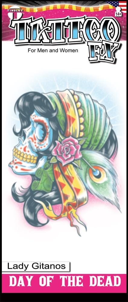 Day of the Dead Lady Gitanos Temporary Tattoo Hot on Sale