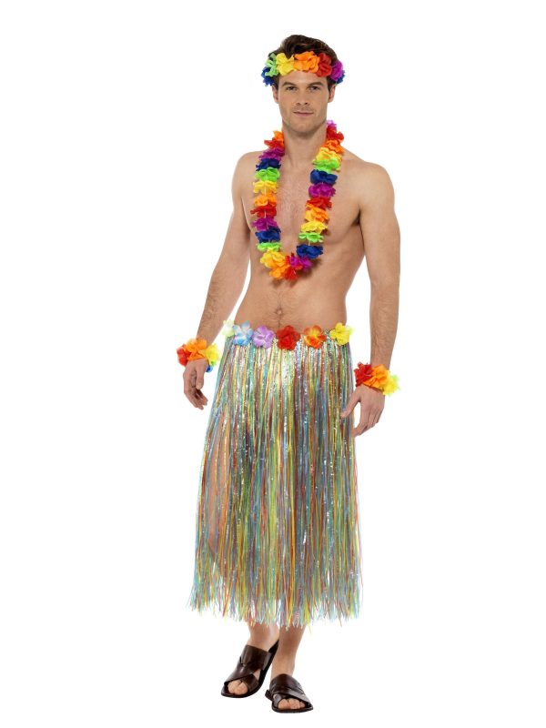 Hawaiian Multi-Coloured 4 Piece Lei Costume Set on Sale