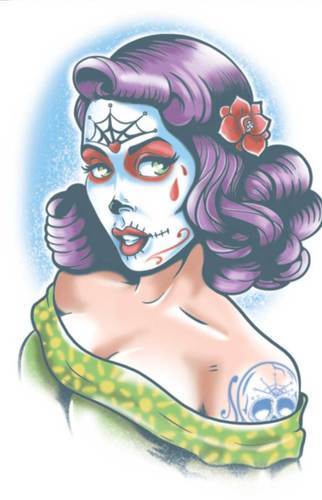 Lolita Day of the Dead Temporary Tattoo For Discount