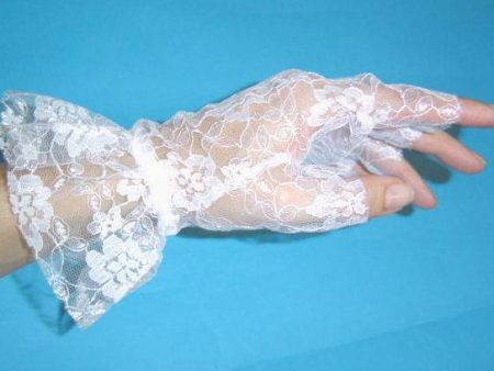 Madonna Gloves Lace Finger-less White Fashion