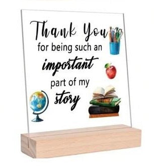 Acrylic Teacher Appreciation Plague With Wooden Stand Fashion