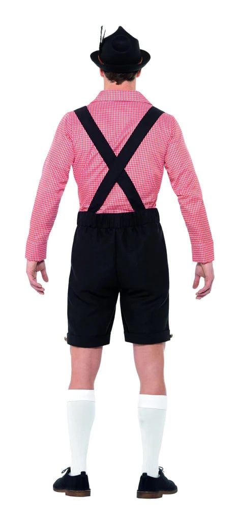 Black Lederhosen Costume with Red Beer Man Shirt For Cheap