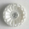 11mm Shank Round Button - white with rhinestone Fashion