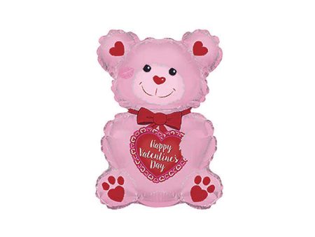 Foil Balloon Happy Valentine s Day Bear Pink (7.75 Wx12 H) on Sale