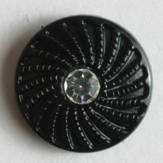 11mm Shank Round Button - black with rhinestone For Cheap