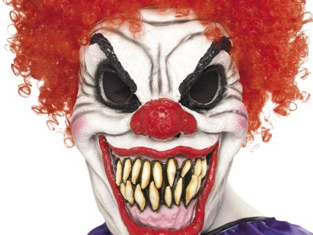 Clown Scary Mask with Red Curly Hair Online now