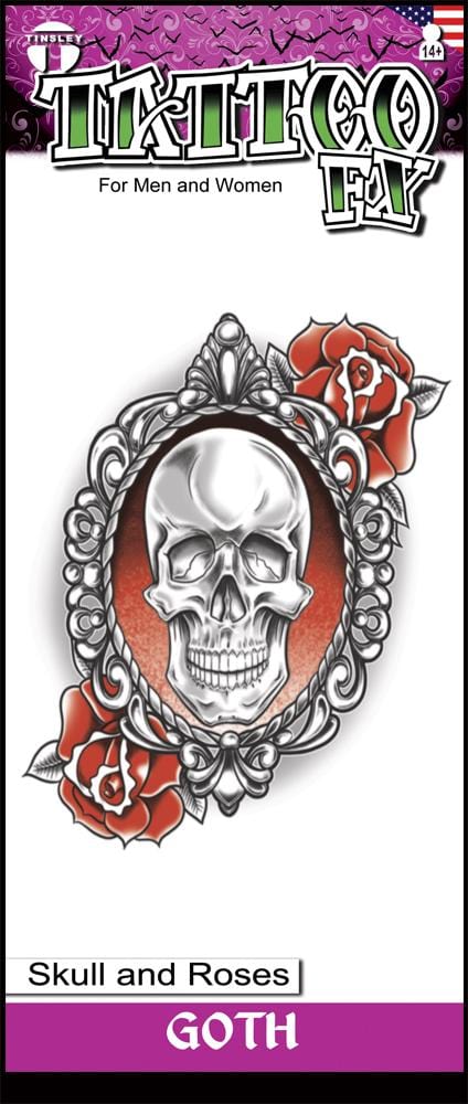 Gothic Skull And Roses Temporary Tattoo Online