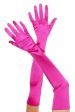 Formal Hot Pink Long Satin Quality 1920 s Stretchy Costume Gloves Online now