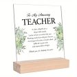 Acrylic Teacher Appreciation Plague With Wooden Stand Fashion