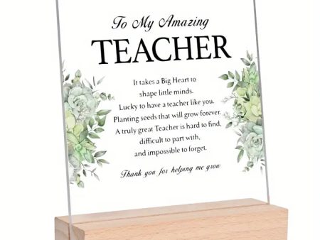 Acrylic Teacher Appreciation Plague With Wooden Stand Fashion