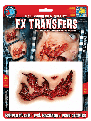 Ripped Flesh Halloween Costume Makeup Gory Fake 3D FX Transfers Online