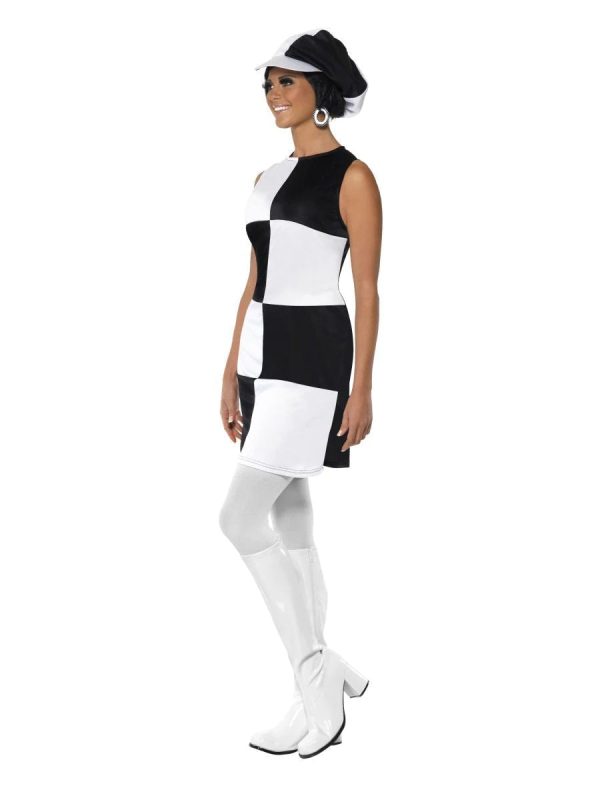 60 s Party Girl Costume Black & White on Sale