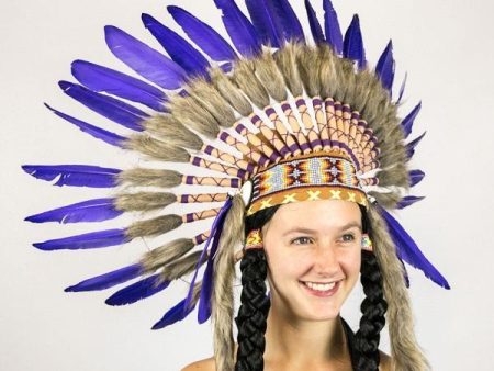 Indian Native American Purple Headdress Hot on Sale