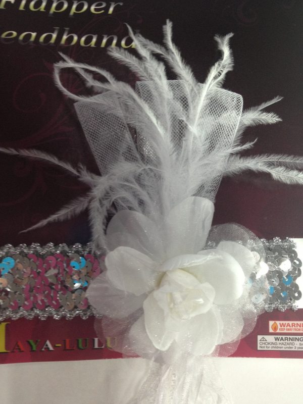 Flower White Flapper Headband Deluxe Online now