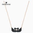 SWAROVSKI 5296468 ICONIC SWAN NECKLACE, BLACK, ROSE-GOLD TONE PLATED Discount