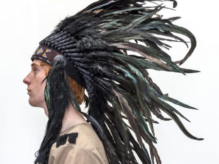 Indian Headdress Black Feather Native American Chief Quality Headgear For Sale