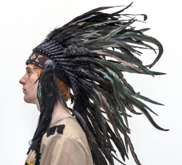 Indian Headdress Black Feather Native American Chief Quality Headgear For Sale