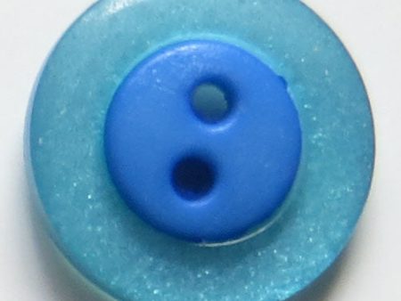 15mm 2-Hole Round Button - blue blue translucent Online now