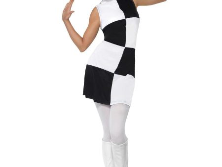 60 s Party Girl Costume Black & White on Sale