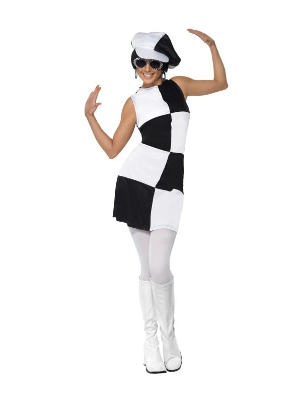 60 s Party Girl Costume Black & White on Sale