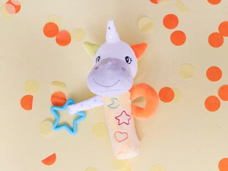 Unicorn Baby Squeaky Stick Rattle Yellow (22cmHT) Hot on Sale