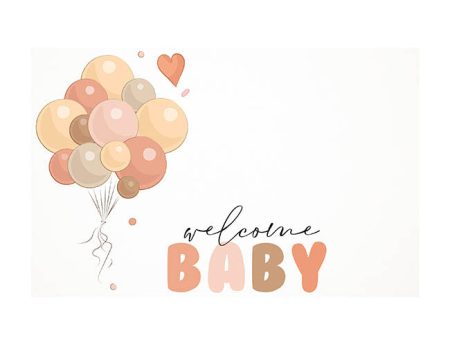 Card White Welcome Baby with Balloons (10x6.5cmH) Online Hot Sale