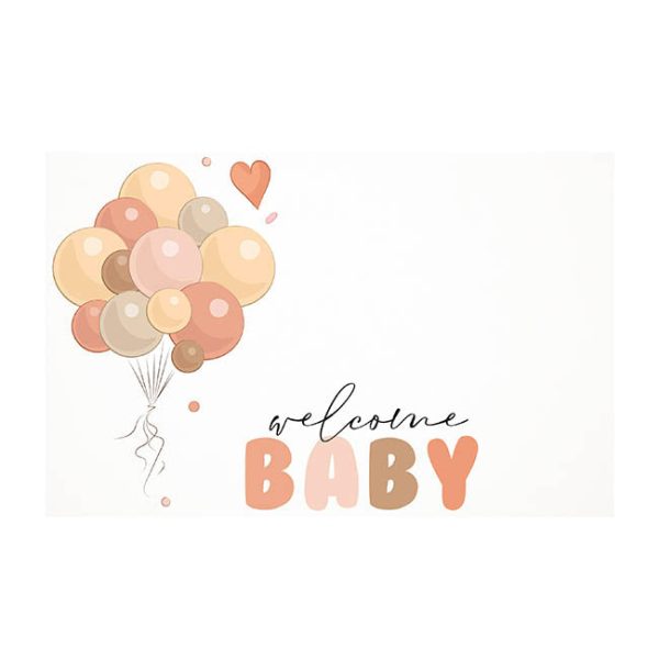 Card White Welcome Baby with Balloons (10x6.5cmH) Online Hot Sale