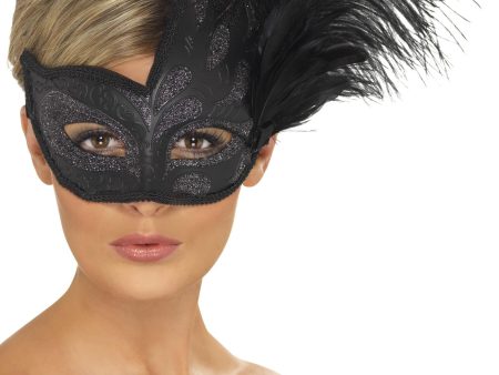 Ornate Colombina Black Feather Masquerade Mask For Discount