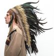 Indian Headdress Long Black Cock Feather Native American Chief War Bonnet For Cheap