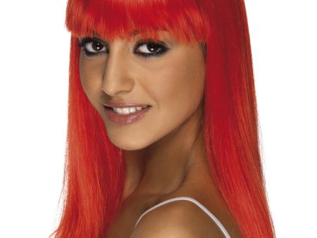 Long with Fringe Wig Neon Red Discount