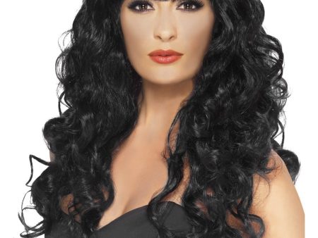 Long Wig Wavey with Fringe Wig Black Online now