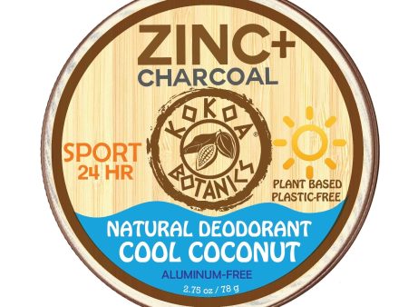 ZINC & CHARCOAL Sport - Natural Deodorant - Cool Coconut - Aluminum-free 2.75 oz by kokoabotanics Discount