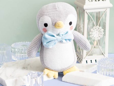 Penguin Peng Knitted Plush Soft Toy Grey Hot on Sale