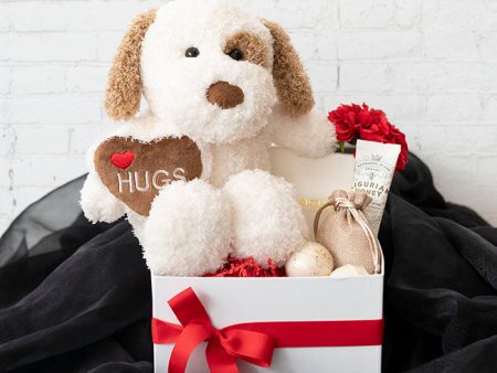 Puppy Spot w Hugs Heart Plush Toy White (25cmST) Sale