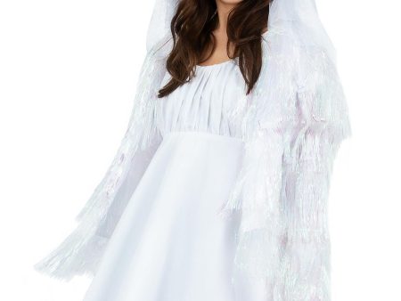 Hen s Party White Bridal Iridescent Tinsel Festival Jacket Online now