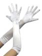 Flapper Long White Satin Lycra Stretch Deluxe Gloves Supply